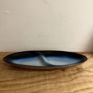Vintage‎ Peter Pots Pottery Rare Oval Ceramic Divided Dish Kingston RI